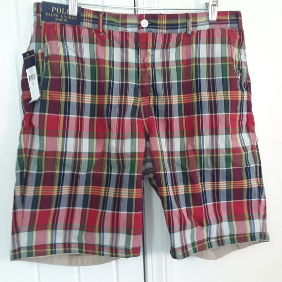 Ralph Lauren Reversible Plaid Khaki Shorts Sz 34 - Picture 2 of 6